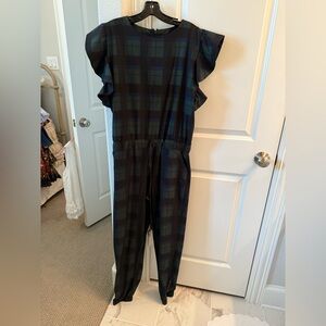 Albion Black and Blue Plaid Jumpsuit